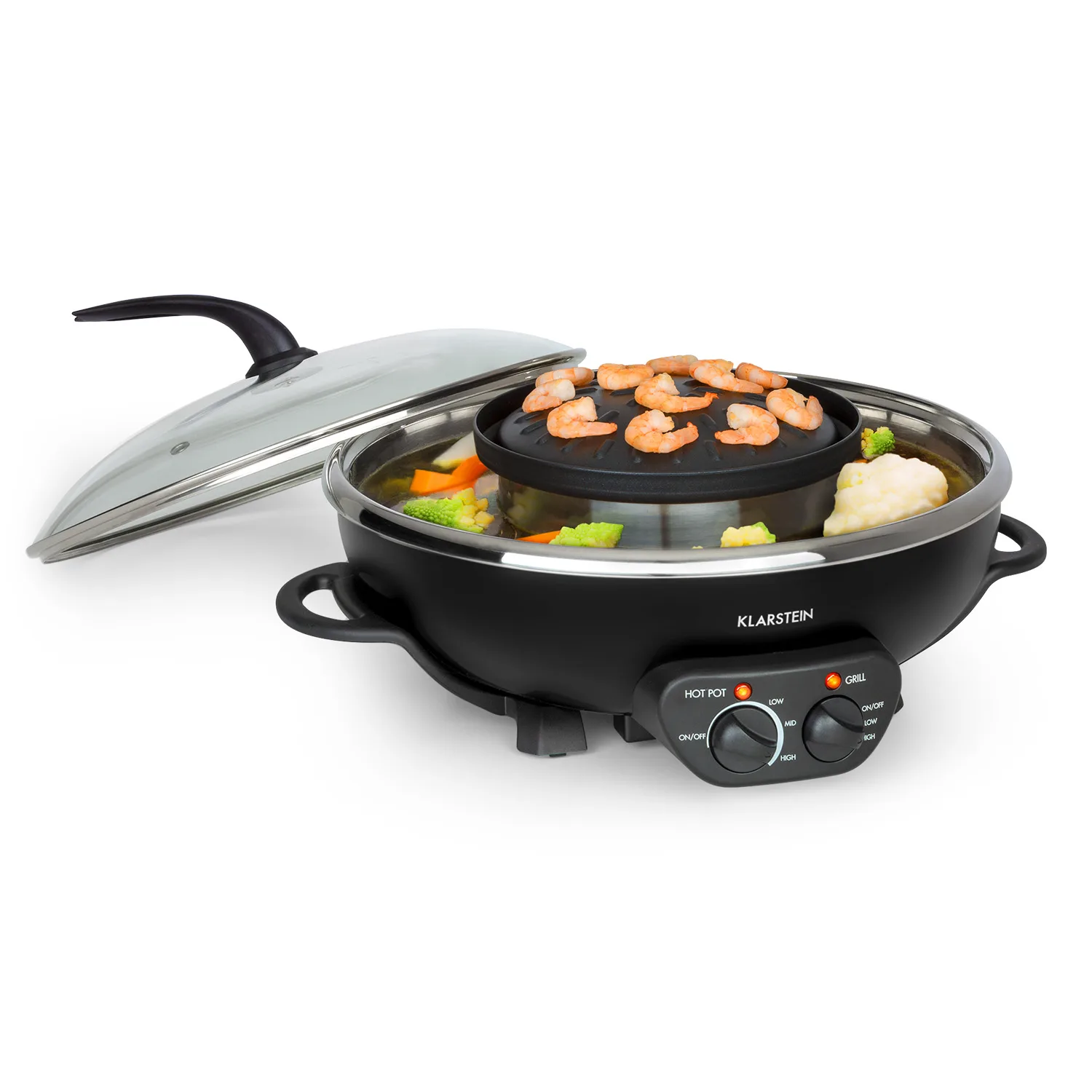 دستگاه فوندو ساز و گریل رومیزی کلارشتاین آلمان klarstein Szechuan 2-in-1 Hot Pot & Elektrogrill - مدل چندکاره هات‌پات و گریل هم‌زمان